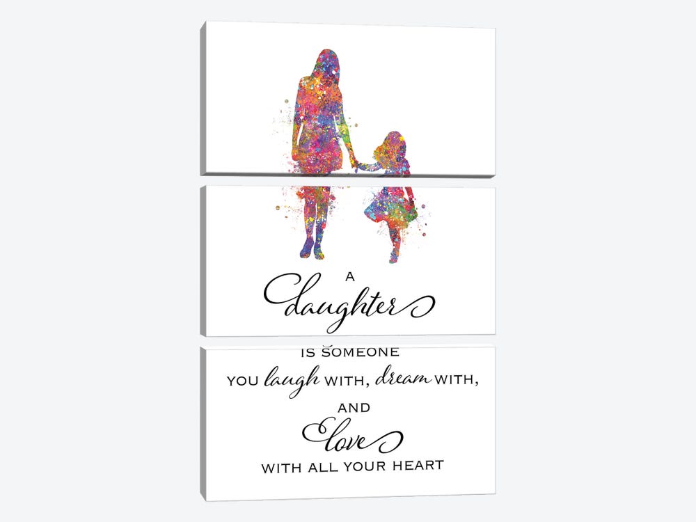 Mother Daughter Quote by Genefy Art 3-piece Canvas Print