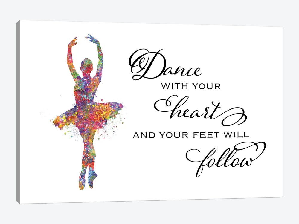 Ballerina Quote Heart Follow by Genefy Art 1-piece Canvas Wall Art
