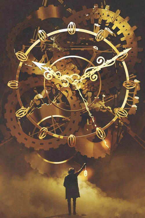 The Big Golden Clockwork by grandfailure wall art