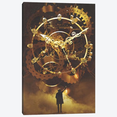 The Big Golden Clockwork Canvas Print #GFL11} by grandfailure Canvas Artwork