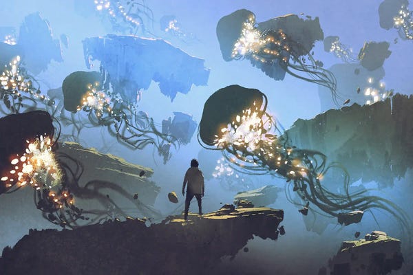 Jellyfish: Giant Jellyfishes Floating In The Sky by grandfailure