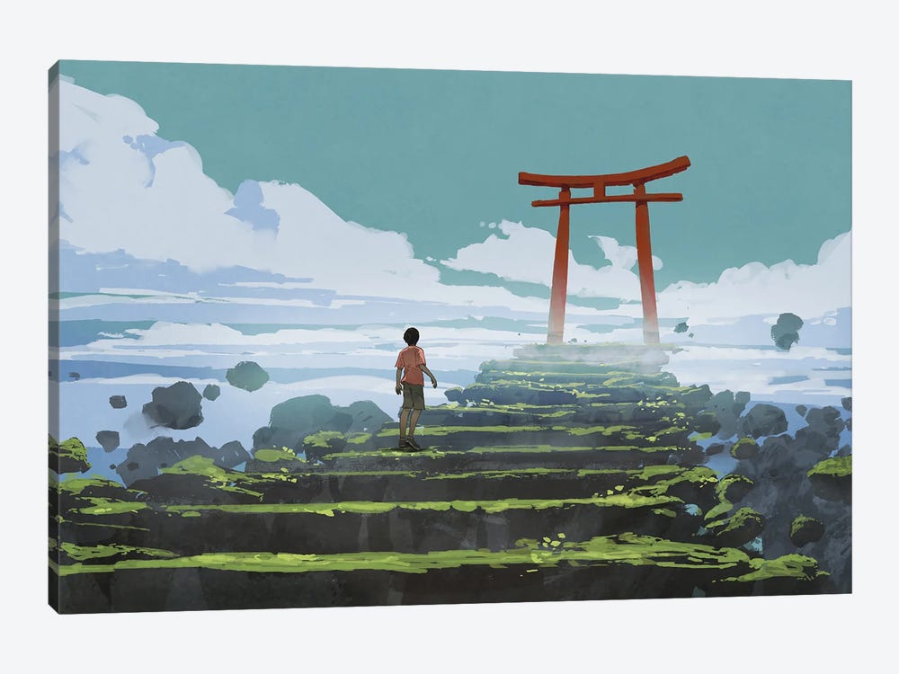 Torii Gate, The Entrance To The Peaceful Land by grandfailure 1-piece Canvas Wall Art