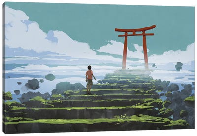 Torii Gate, The Entrance To The Peaceful Land Canvas Art Print - grandfailure