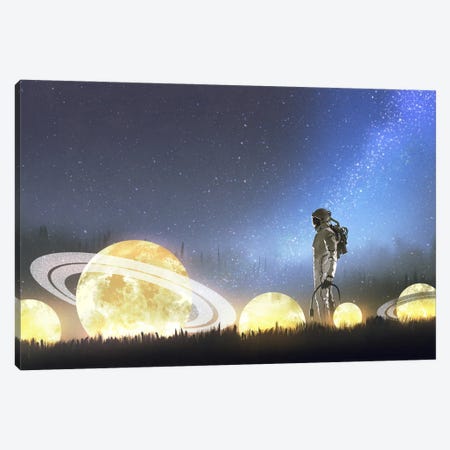 The Glowing Stars On The Grass Canvas Print #GFL31} by grandfailure Canvas Art