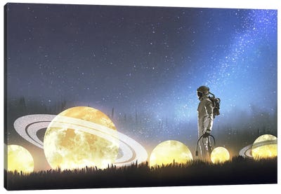 The Glowing Stars On The Grass Canvas Art Print - grandfailure