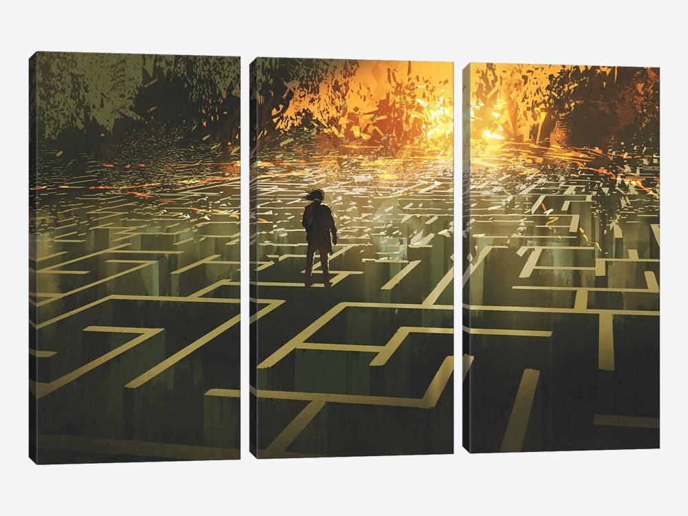 Destroy The Maze Land by grandfailure 3-piece Canvas Art