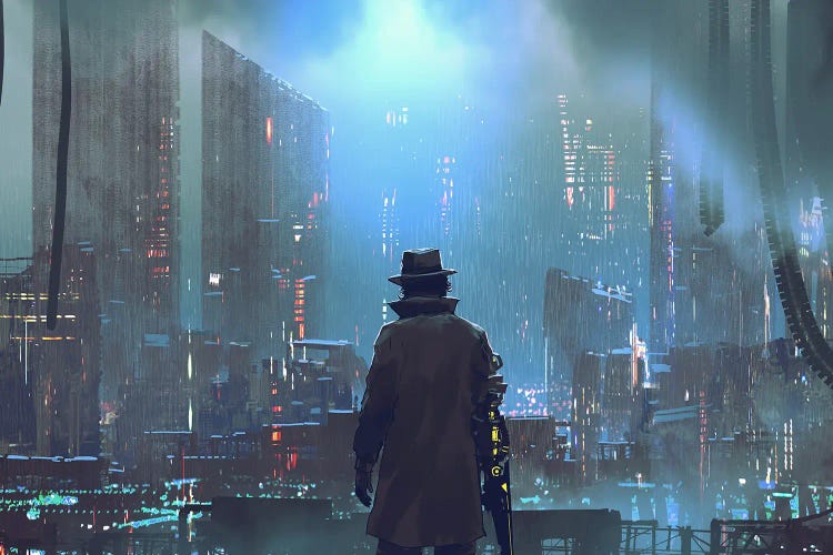 The Futuristic Detective by grandfailure wall art