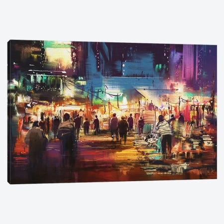 Shopping Street City Canvas Print #GFL40} by grandfailure Canvas Art Print