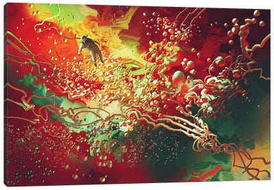 Floating In Abstract Space Canvas Art Print - Space Fiction Art