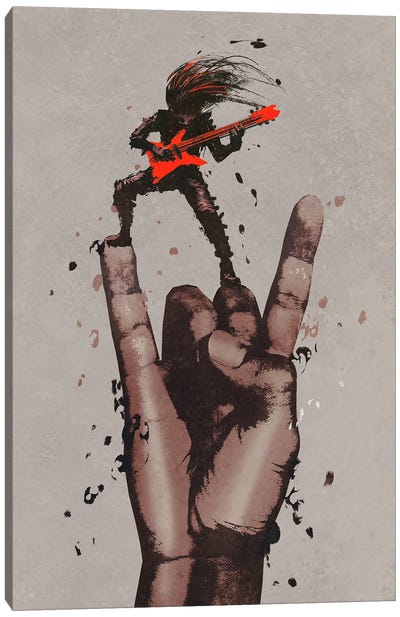 Rock N Roll Sign Canvas Art Print - Hands