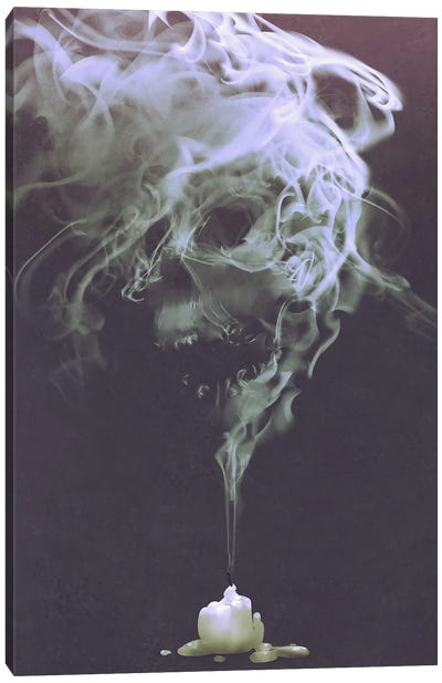 Skull Shaped Smoke Canvas Art Print - Horror Art