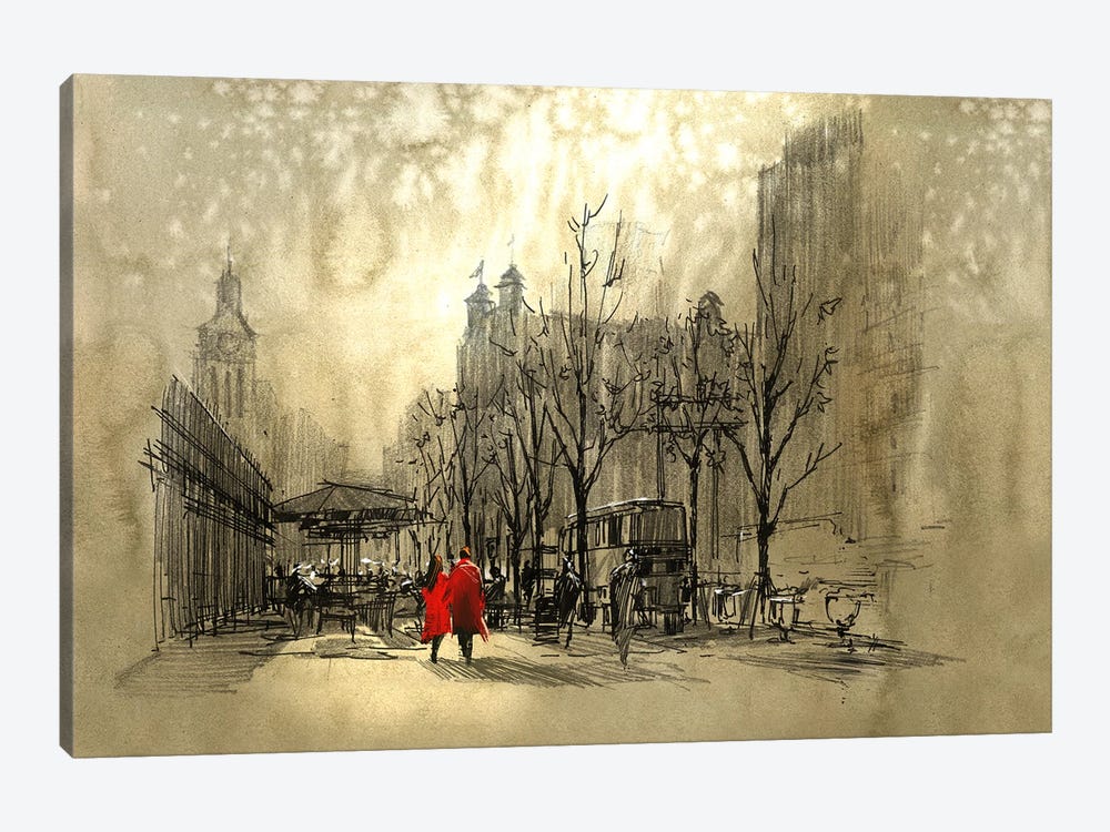 Walking On Street by grandfailure 1-piece Canvas Print