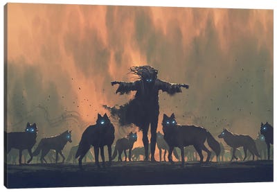 The Leader Of The Wolf Pack Canvas Art Print - grandfailure