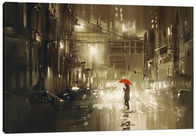 Woman With Umbrella Canvas Art Print - grandfailure