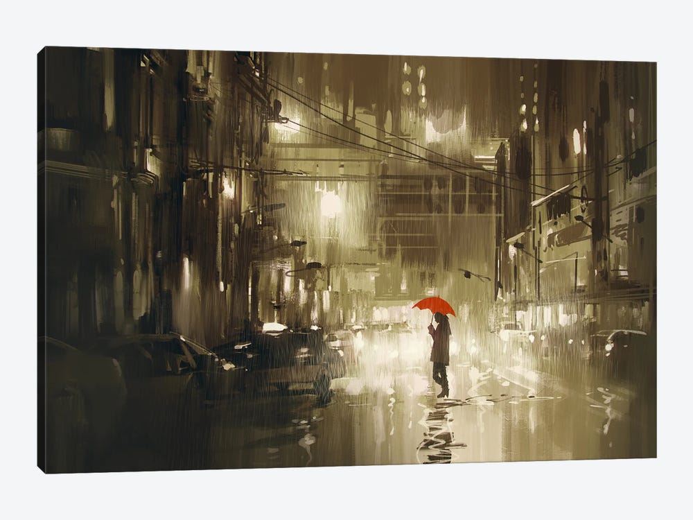 Woman With Umbrella by grandfailure 1-piece Canvas Art