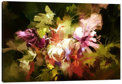 Abstract Flowers Canvas Art Print - grandfailure