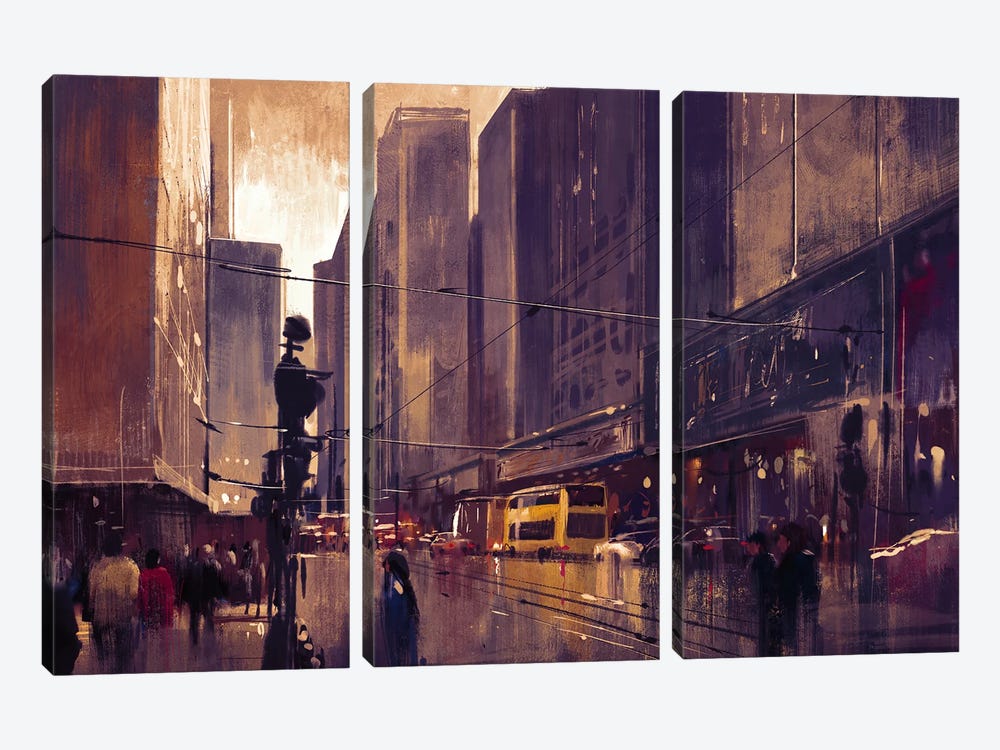 The City Street by grandfailure 3-piece Canvas Print