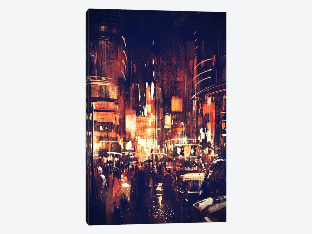 City Street At Night by grandfailure 1-piece Canvas Artwork