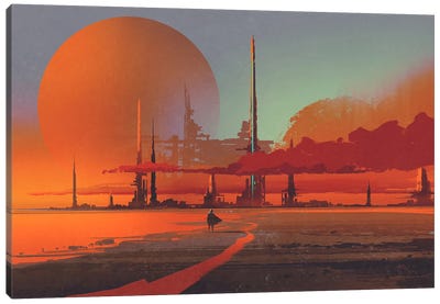 Found The Lost City Canvas Art Print - Space Fiction Art