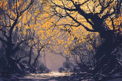 Glowing Leaves by grandfailure metal wall art