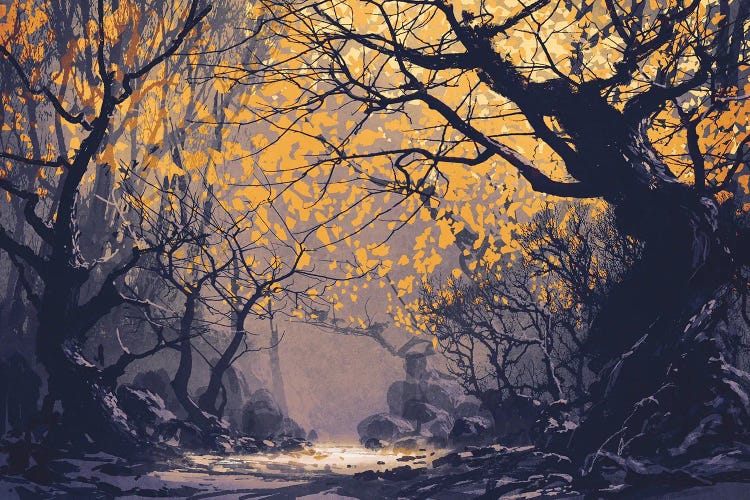 Glowing Leaves by grandfailure wall art