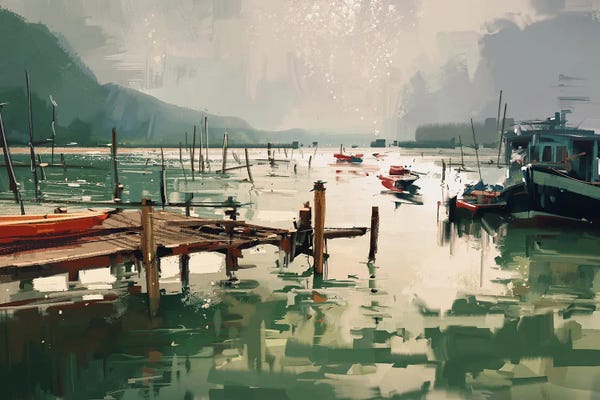 Harbors: Fishing Boats At Harbor by grandfailure