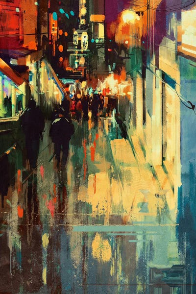 grandfailure: Colorful Alley At Night by grandfailure