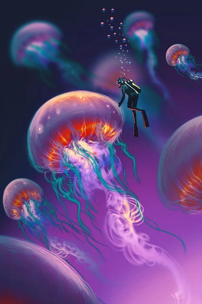 grandfailure: Glowing Jellyfishes by grandfailure