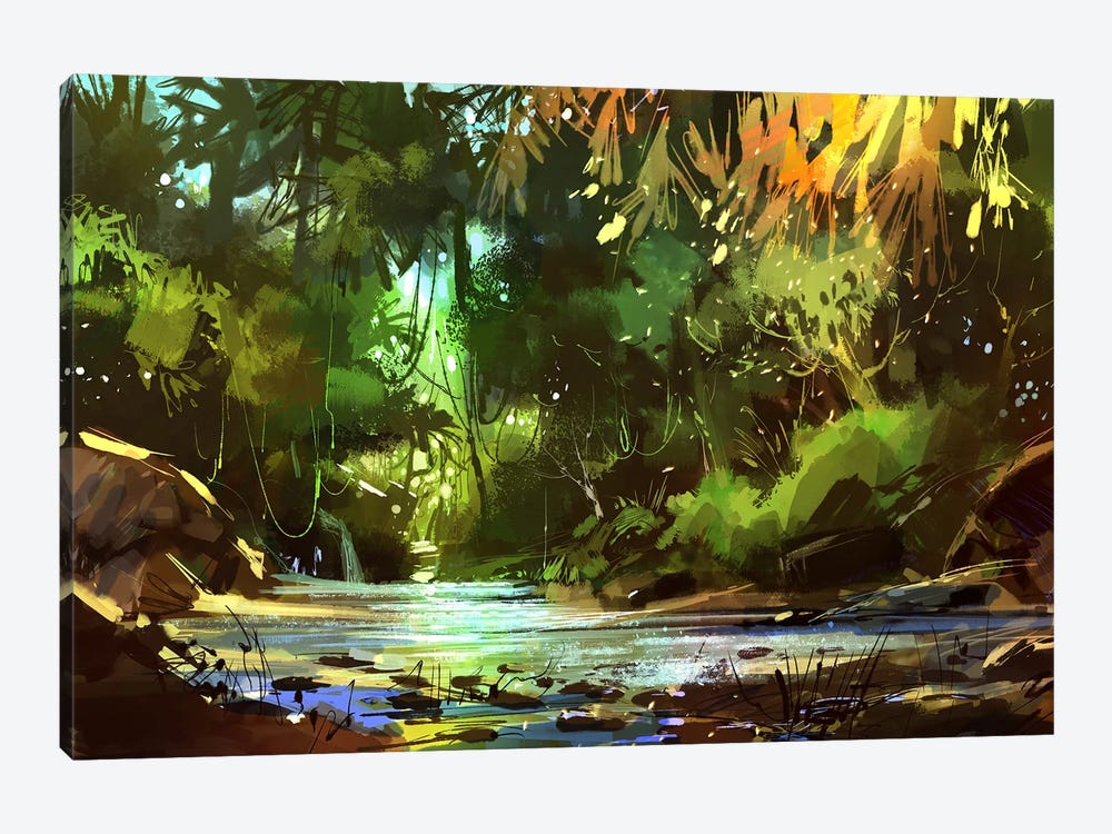 Creek Landscape by grandfailure 1-piece Canvas Print