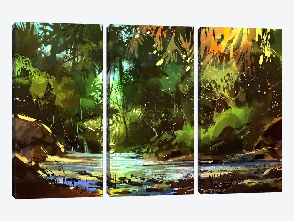 Creek Landscape by grandfailure 3-piece Art Print