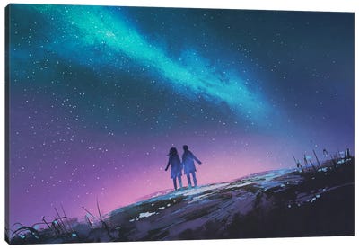 Watching The Milky Way Canvas Art Print - grandfailure