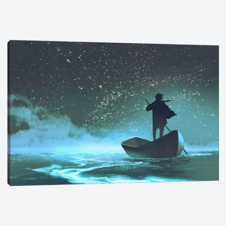 Man Rowing A Boat Canvas Print #GFL79} by grandfailure Canvas Art