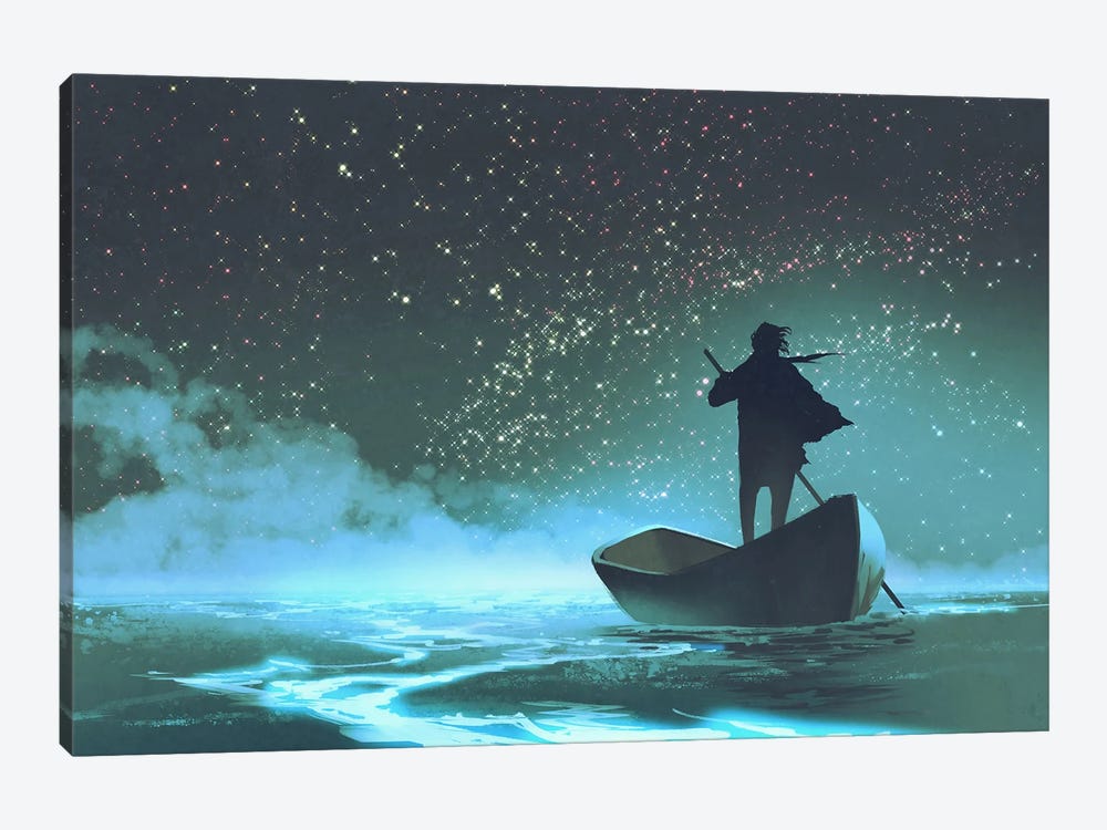 Man Rowing A Boat by grandfailure 1-piece Canvas Art Print