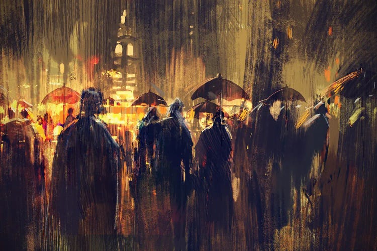 People In The Rainy Street