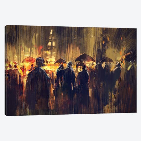 People In The Rainy Street Canvas Print #GFL7} by grandfailure Canvas Print
