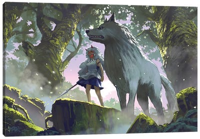 Princess Mononoke Fan Art Canvas Art Print - Wolf Art