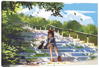 Kiki's Delivery Service Fan Art Canvas Art Print - Stairs & Staircases
