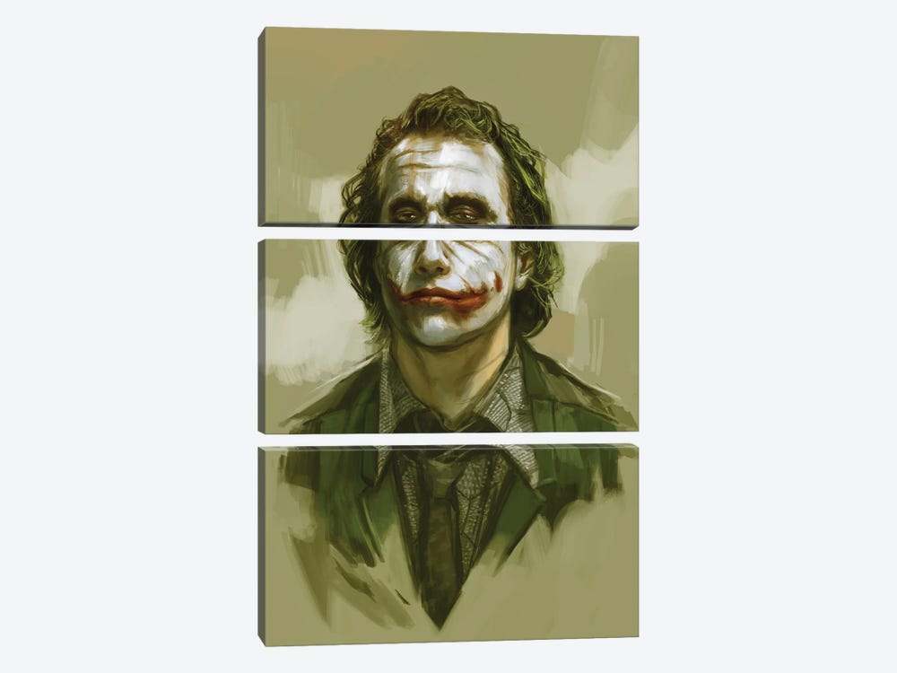 Joker Portrait by grandfailure 3-piece Canvas Print