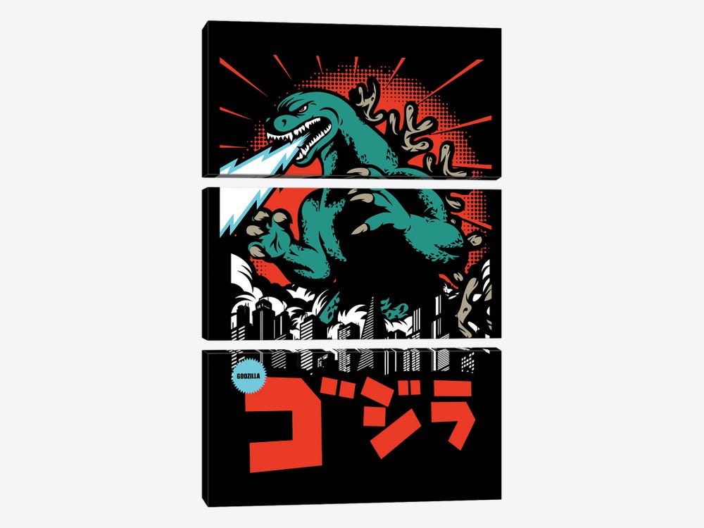 Godzilla II by Gab Fernando 3-piece Canvas Art