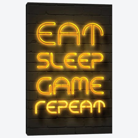 Eat Sleep Game Repeat Canvas Print #GFN1184} by Gab Fernando Canvas Artwork
