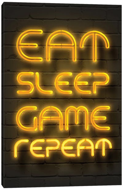 Eat Sleep Game Repeat Canvas Art Print - Gab Fernando