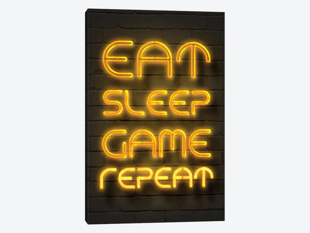 Eat Sleep Game Repeat by Gab Fernando 1-piece Canvas Wall Art