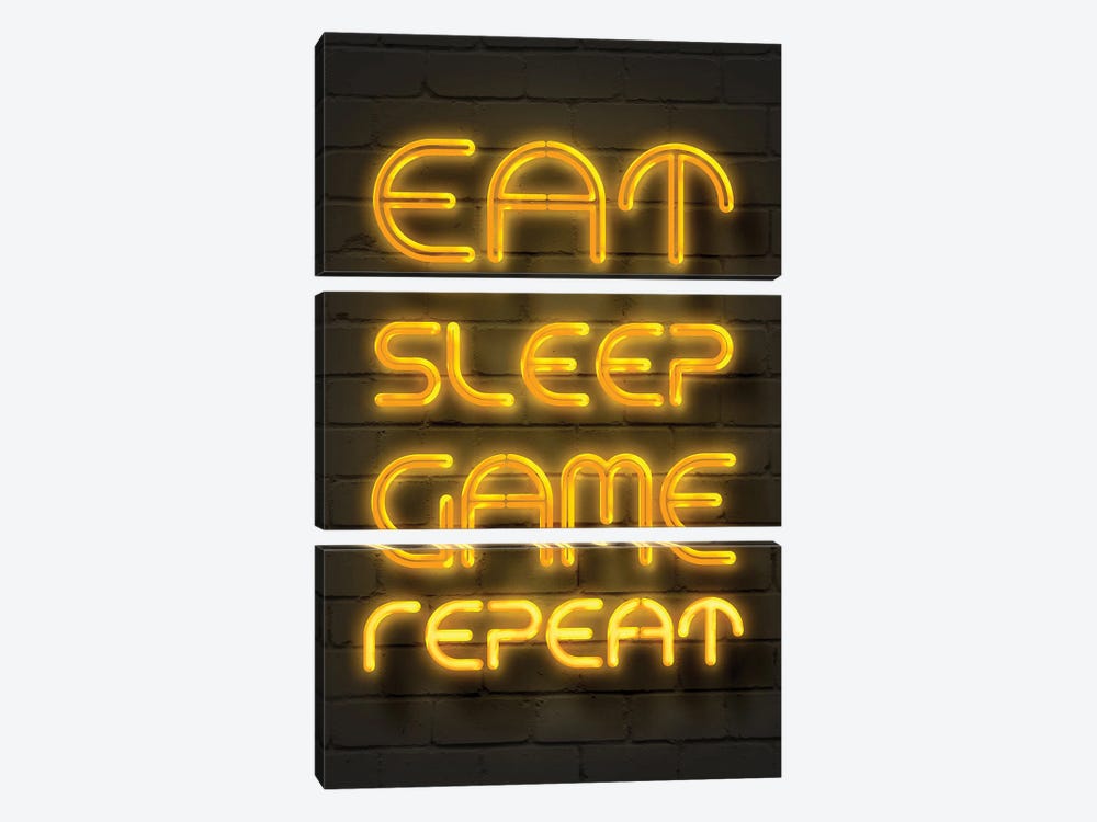 Eat Sleep Game Repeat by Gab Fernando 3-piece Canvas Artwork