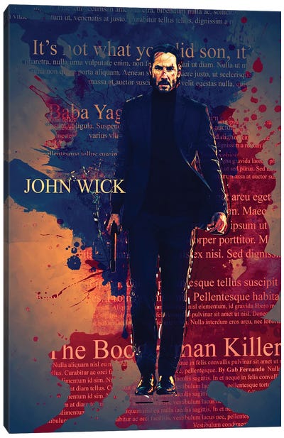 John Wick Color Splash Canvas Art Print - Thriller Movie Art