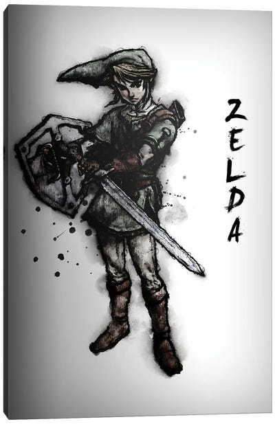Zelda Ink Canvas Art Print - Zelda