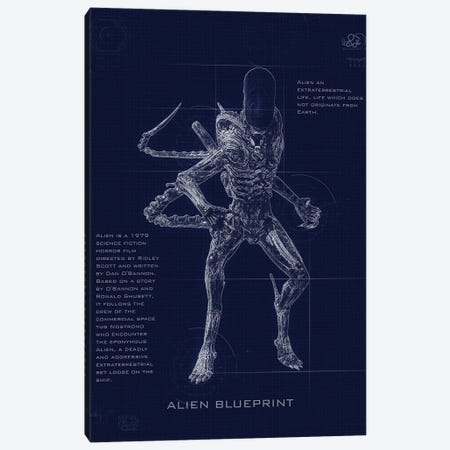 Alien Blueprint Canvas Print #GFN239} by Gab Fernando Canvas Print