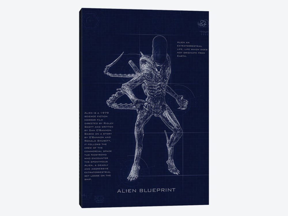 Alien Blueprint by Gab Fernando 1-piece Canvas Art
