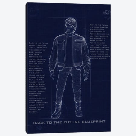 Back To The Future Marty Blueprint Canvas Print #GFN241} by Gab Fernando Canvas Wall Art