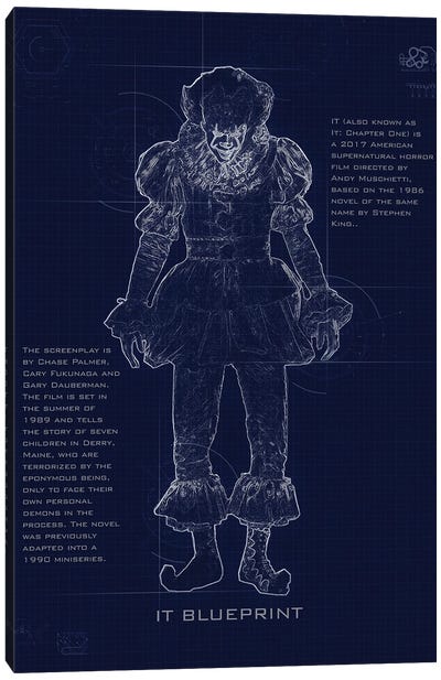 Pennywise Blueprint Canvas Art Print - Pennywise