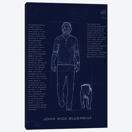 John Wick Blueprint Canvas Print #GFN246} by Gab Fernando Art Print